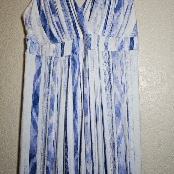 LEMON TART V NECK LONG ADRIANNA MAXI DRESS SUMMER SOFT WHITE BLUE SIZE Plus 1X - Picture 6 of 12
